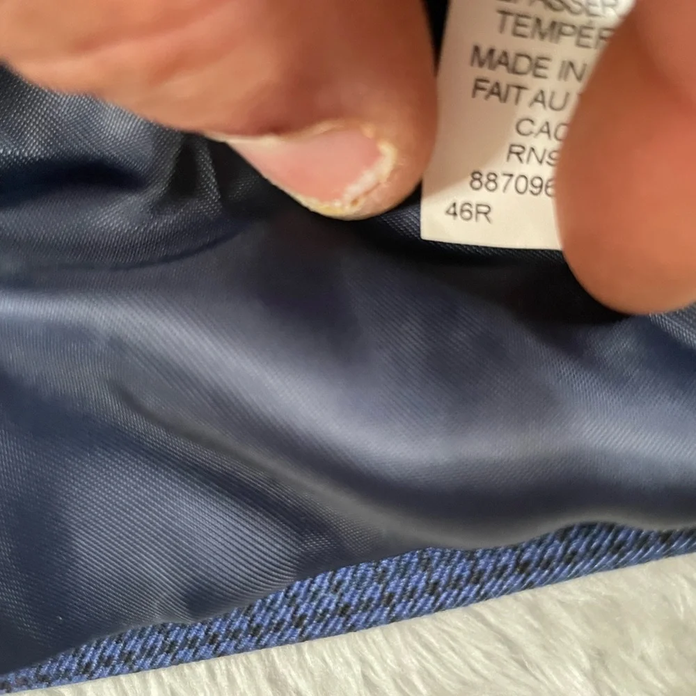 Chaps‎ 46R Polyester Button Blazer Sport Coat Jacket Check Blue